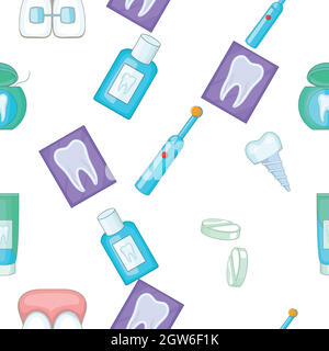 Dental treatment pattern, cartoon style Stock Vector