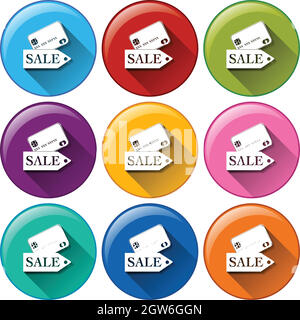 Round buttons with sale cards Stock Vector