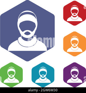 Bearded man avatar icons set Stock Vector