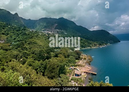 Lake Atitlan in the Guatemalan highlands, Solola, Guatemala Stock Photo