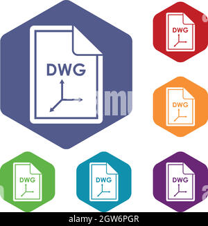 File DWG icons set Stock Vector