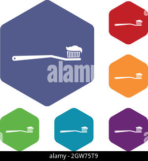 Toothbrush icons set Stock Vector