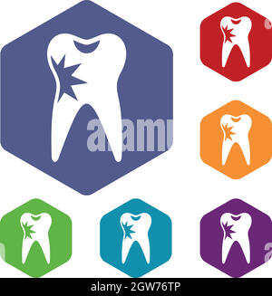 Cracked tooth set icons Stock Vector Image & Art - Alamy