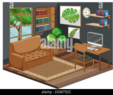 Living room interior with furniture Stock Vector