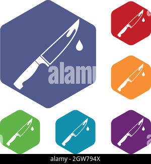 Steel knife icons set Stock Vector