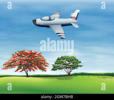 An airplane flying in the sky Stock Vector