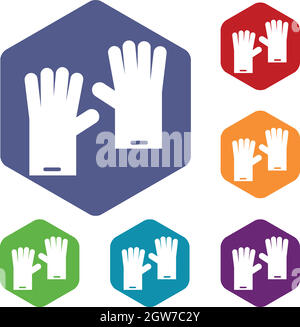 Rubber gloves icons set Stock Vector