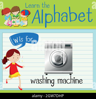 Flashcard letter W is for washing machine Stock Vector