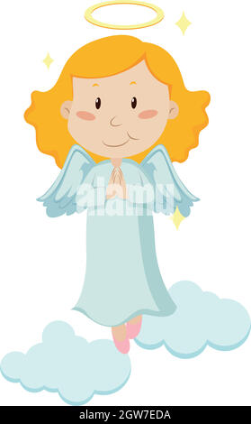 Cute angel flying in the sky Stock Vector