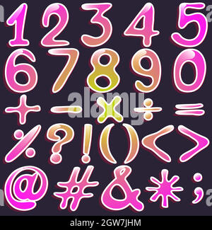 Colourful numbers and symbols Stock Vector