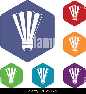 Shuttlecock icons set Stock Vector