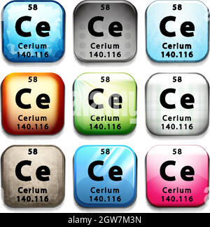 A button showing the element Cerium Stock Vector