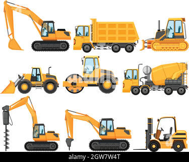 Different types of construction trucks Stock Vector