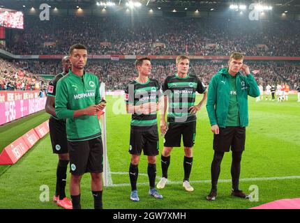 left to right Timothy TILLMAN (FUE), Marco MEYERHOEFER (MeyerhÃ¶fer) (FUE), Max CHRISTIANSEN (FUE) disappointed after the game. Soccer 1st Bundesliga, 07th matchday, FC Cologne (K) - Greuther Furth (FUE), on October 1st, 2021 in Koeln/Germany. #DFL regulations prohibit any use of photographs as image sequences and/or quasi-video # Â Stock Photo