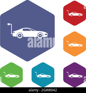 Electric car icons set Stock Vector