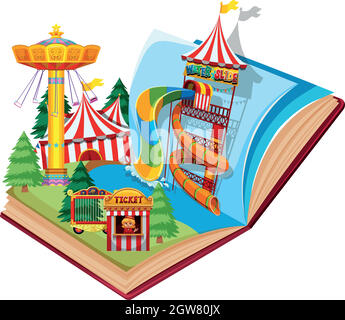 Open book water park theme Stock Vector