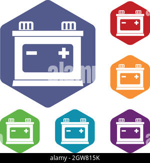 Car battery icons set Stock Vector