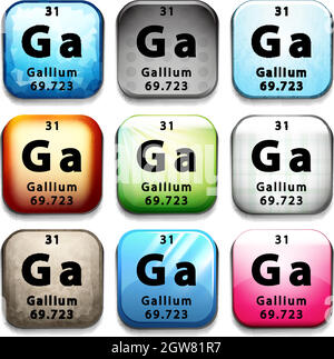 A button showing the chemical element Gallium Stock Vector