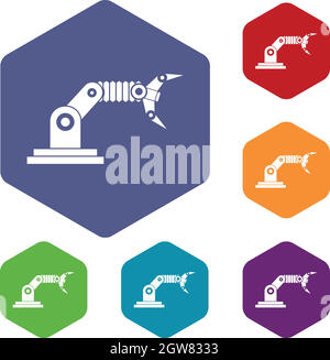 Robotic hand manipulator icons set Stock Vector