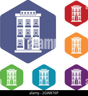 Hotel building icons set Stock Vector