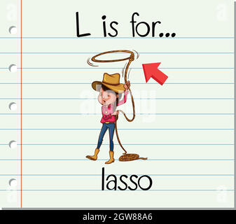 Flashcard letter L is for lasso Stock Vector