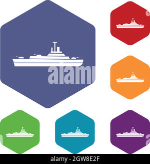Warship icons set Stock Vector