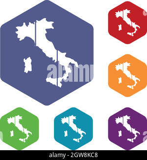 Map of Italy icons set Stock Vector