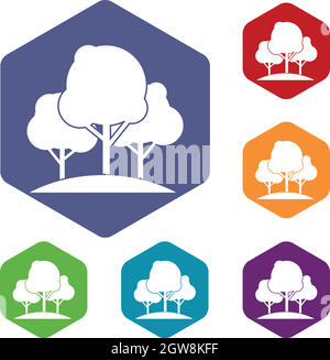Forest trees icons set Stock Vector