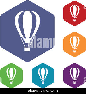 Hot air ballon icons set Stock Vector