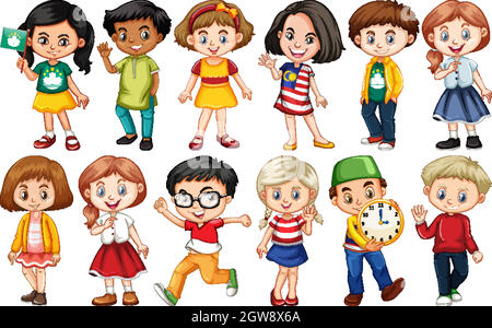 Set of children from different countries Stock Vector
