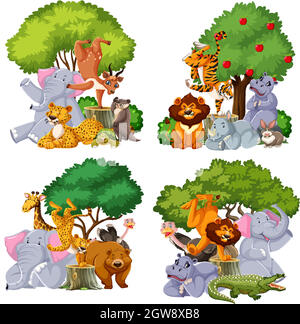 Set of wild animals Stock Vector