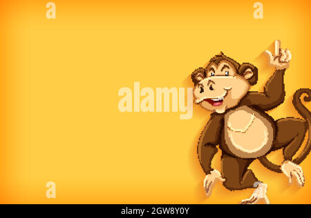 Background template with plain color and cute monkey Stock Vector