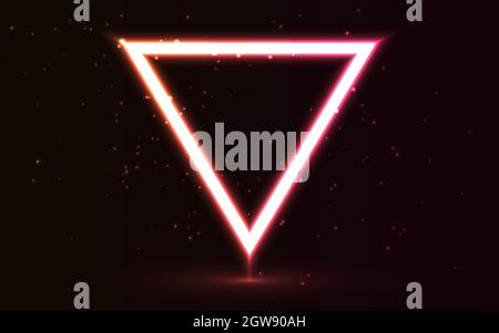 Red neon triangle. Triangle border with light effects. Vector illustration for your business presentations. EPS 10 Stock Vector