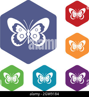 Butterfly icons set Stock Vector