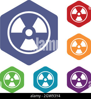 Danger nuclear icons set Stock Vector