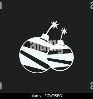Bomb icon,vector illustration. Flat design style. vector bomb icon illustration isolated on Black background. Stock Photo