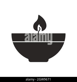 Diya oil lamp elements on white isolated background. vector. Stock Photo