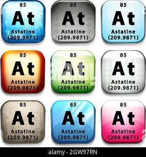 An icon showing the chemical Astatine Stock Vector