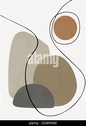 Minimalist wall art. Abstract geometric print for boho aesthetic interior. Home decor wall print. Stock Vector