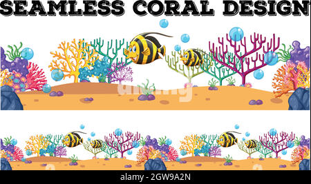 Seamless coral reef and fish underwater