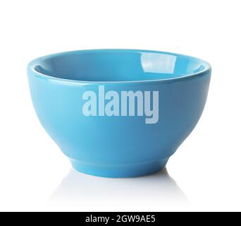 empty blue ceramic bowl isolated on white Stock Photo
