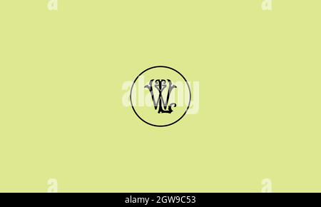 letters lw logo design with negative space effect for illustration use Stock Vector