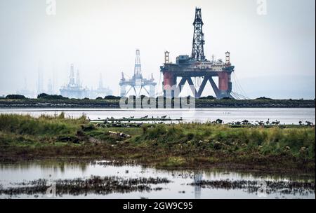 File photo dated 23/09/21 of an Oil rig anchored in the Cromarty Firth, Invergordon. The Lib Dems have called for the creation of a commission on the transition away from oil and gas in the Highlands and Islands. The proposals would give voice to the communities in the northern parts of the country which would be affected by a move away from fossil fuels. Stock Photo