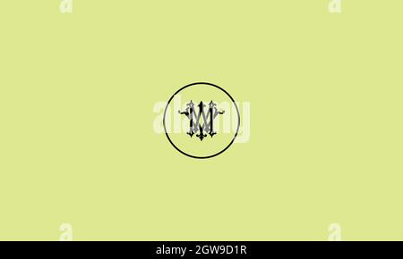 letters mw logo design with negative space effect for illustration use Stock Vector