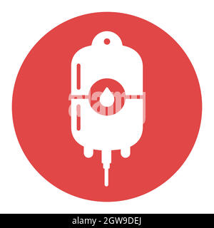 Blood bag vector white glyph icon. Medical sign Stock Vector