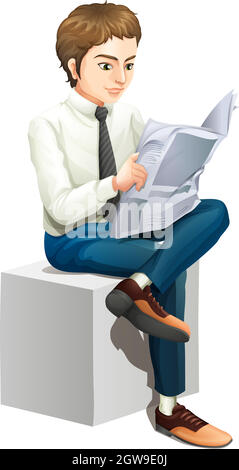 A man reading a newspaper Stock Vector
