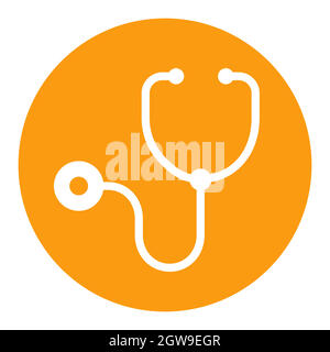 Medical stethoscope vector white glyph icon. Medical sign Stock Vector