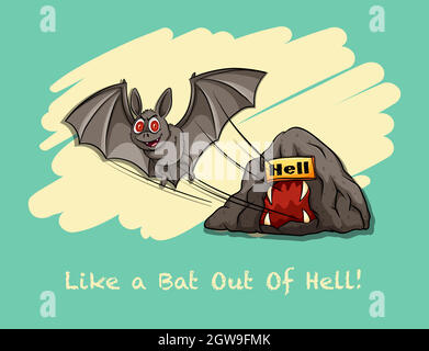Like a bat out of hell expression Stock Vector