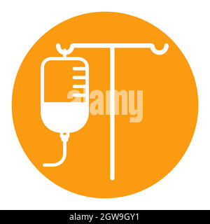 IV Stand vector white glyph icon. Medical sign Stock Vector