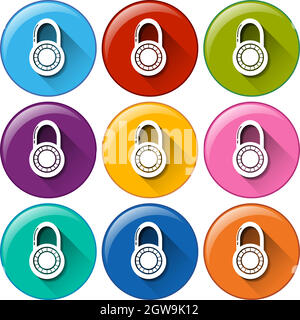 Circle buttons with padlocks Stock Vector